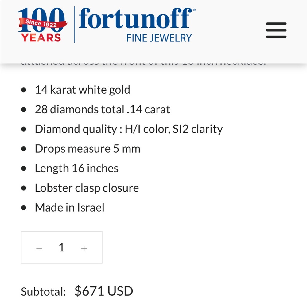 Diamond teardrop necklace 14K ( 28 diamonds)